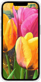 Силикон с усиленными углами чехол Нарисованные тюльпаны для Apple iPhone SE 4 - 5990sp-3652 изображение 