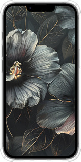 Силикон с усиленными углами чехол Черные цветы для Apple iPhone SE 4 - 6031sp-3652 изображение 