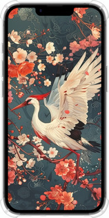 Силикон с усиленными углами чехол Сакура и аист для Apple iPhone SE 4 - 6108sp-3652 изображение 