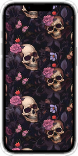 Силикон с усиленными углами чехол Черепа и розы для Apple iPhone SE 4 - 6316sp-3652 изображение 