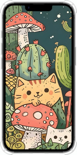 Силикон с усиленными углами чехол Коты грибы для Apple iPhone SE 4 - 6321sp-3652 изображение 