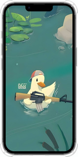 Силіконовий протиударний с посиленими кутами чехол Каченя з автоматом для Apple iPhone SE 4 - 6356sp-3652 изображение 