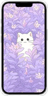 Силіконовий протиударний с посиленими кутами чехол Котик в цветах для Apple iPhone SE 4 - 6390sp-3652 изображение 