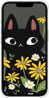 Силіконовий протиударний с посиленими кутами чехол Чорний кіт з квітами для Apple iPhone SE 4 - 6448sp-3652 изображение 