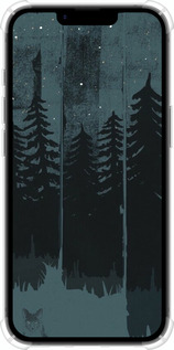 Силіконовий протиударний с посиленими кутами чехол Лисиця та нічний ліс для Apple iPhone SE 4 - 6481sp-3652 изображение 