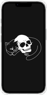 Силіконовий протиударний с посиленими кутами чехол Із зображенням кота та черепа для Apple iPhone SE 4 - 6491sp-3652 изображение 