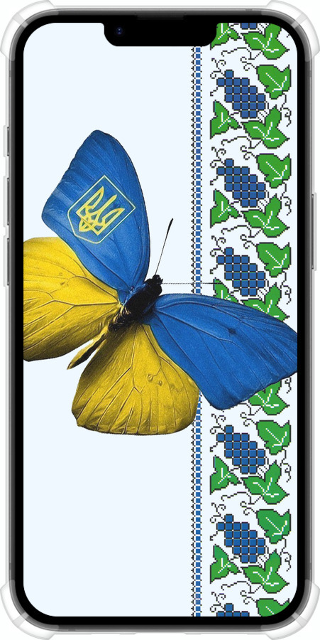 Силіконовий протиударний с посиленими кутами чехол Жовто-блакитний метелик  для Apple iPhone 16e - 1054sp-3971 изображение 