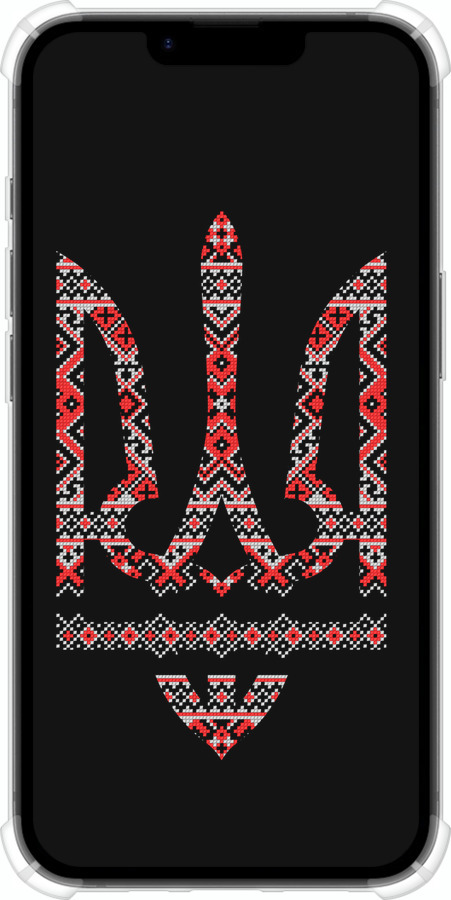 Силіконовий протиударний с посиленими кутами чехол Герб - вишиванка на чорному фоні для Apple iPhone 16e - 1196sp-3971 изображение 