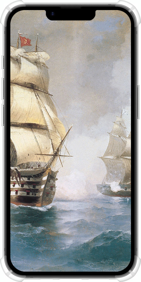 Силикон с усиленными углами чехол Айвазовский. Корабли для Apple iPhone SE 4 - 160sp-3652 изображение 