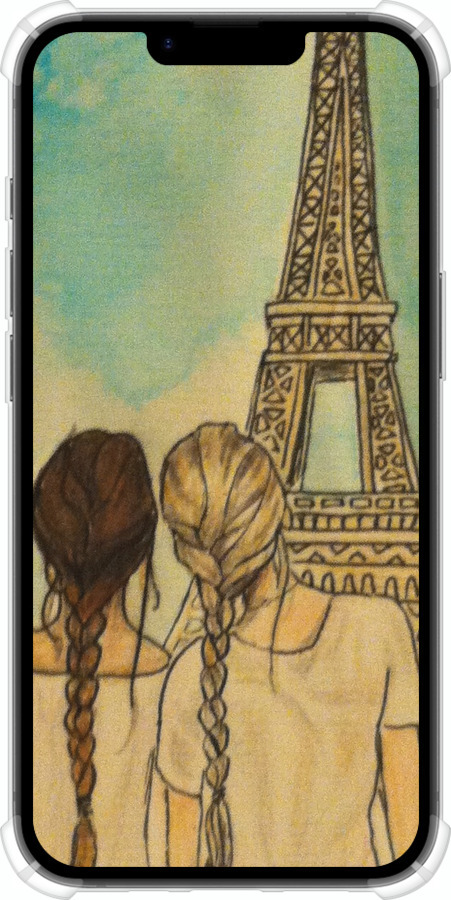 Силикон с усиленными углами чехол Девушки в Париже для Apple iPhone SE 4 - 3980sp-3652 изображение 
