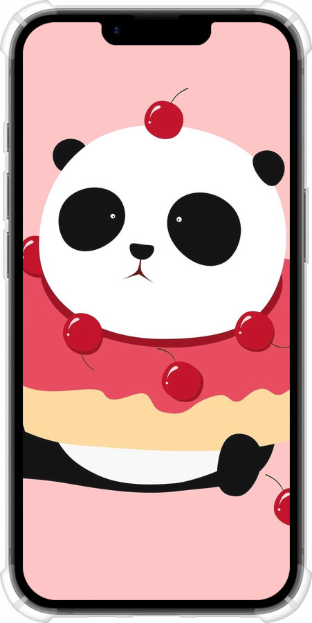 Силикон с усиленными углами чехол Панда с пончиком для Apple iPhone 16e - 3991sp-3971 изображение 