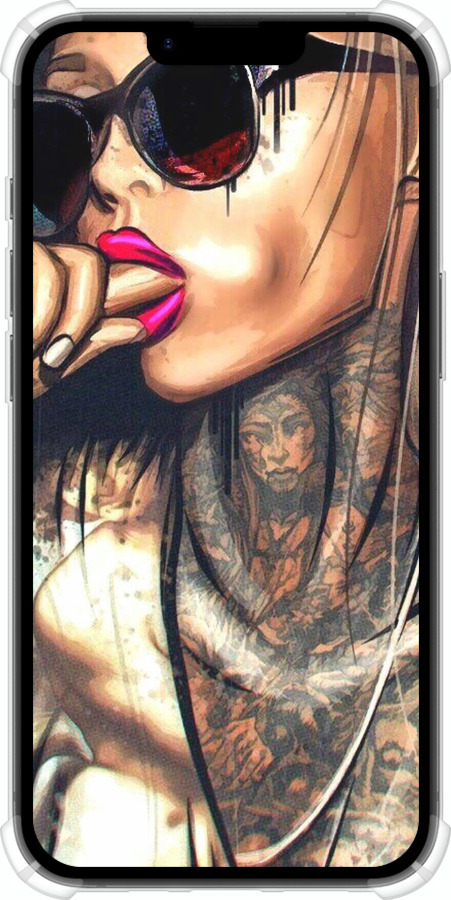 Силіконовий протиударний с посиленими кутами чехол Дівчина в тату для Apple iPhone SE 4 - 4001sp-3652 изображение 