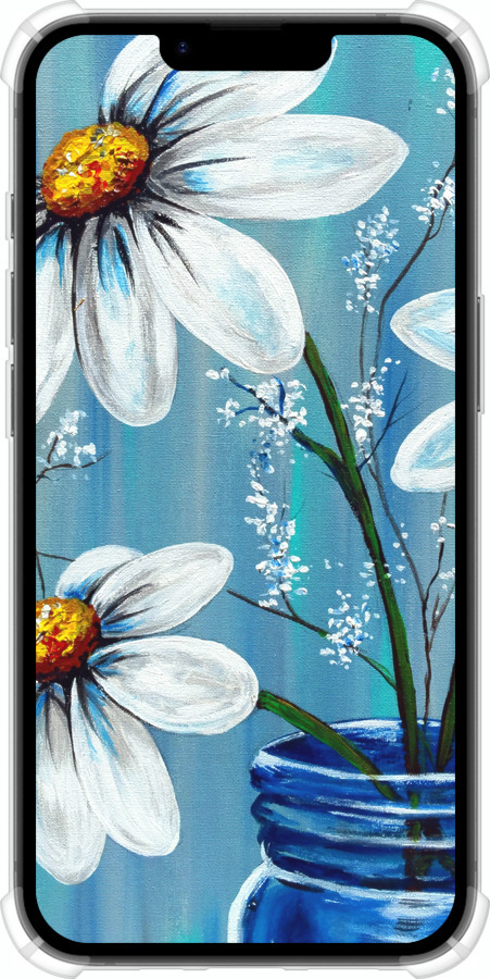 Силикон с усиленными углами чехол Красивые арт-ромашки для Apple iPhone SE 4 - 4031sp-3652 изображение 