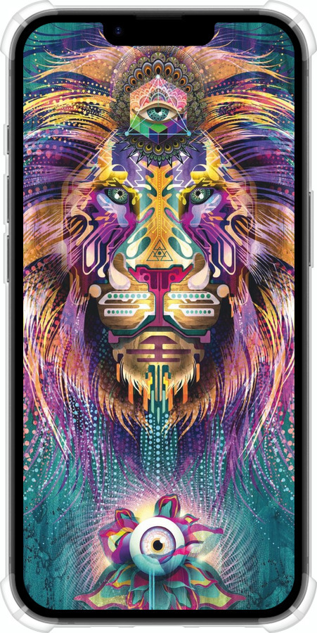 Силіконовий протиударний с посиленими кутами чехол Люмінесцентний лев для Apple iPhone SE 4 - 4037sp-3652 изображение 