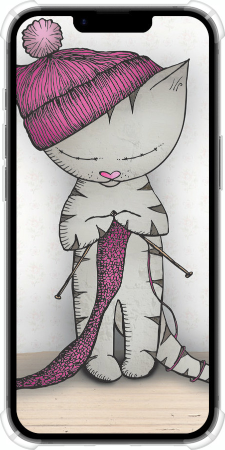 Силикон с усиленными углами чехол Кошка рукодельница для Apple iPhone 16e - 4056sp-3971 изображение 