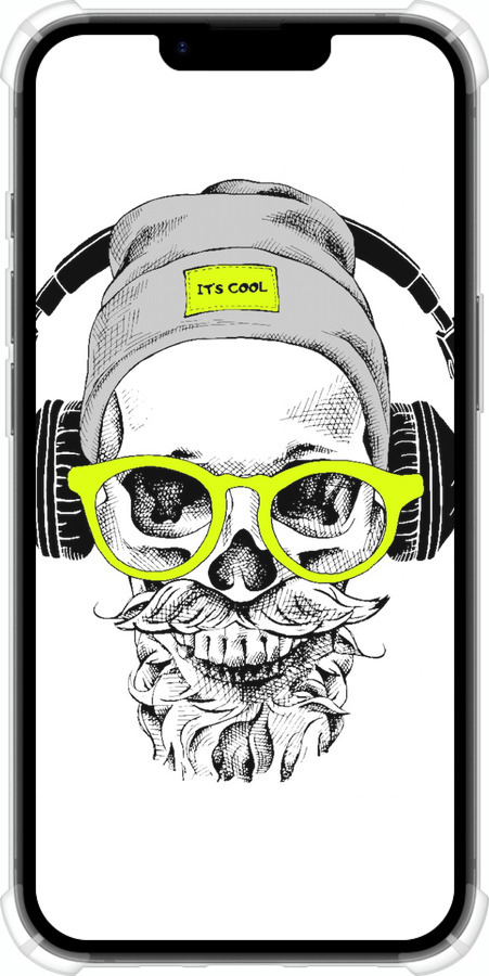 Силикон с усиленными углами чехол Череп в очках и наушниках для Apple iPhone 16e - 4144sp-3971 изображение 