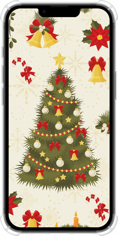 Силіконовий протиударний с посиленими кутами чехол Новорічна ялинка для Apple iPhone SE 4 - 4198sp-3652 изображение 