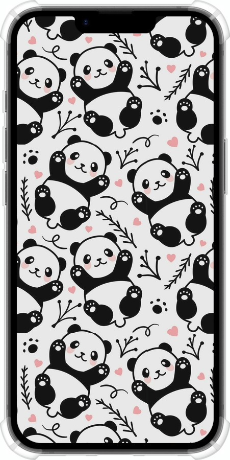 Силикон с усиленными углами чехол Панды для Apple iPhone 16e - 4318sp-3971 изображение 