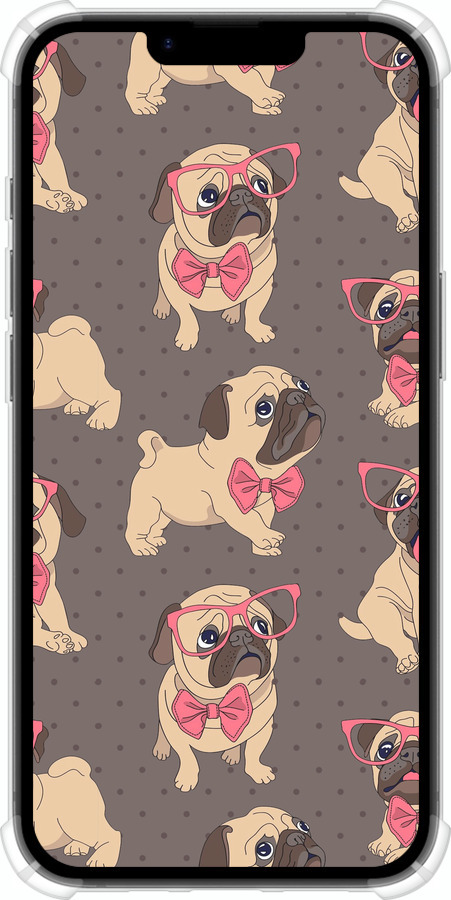 Силіконовий протиударний с посиленими кутами чехол мопсики 2 для Apple iPhone SE 4 - 4362sp-3652 изображение 