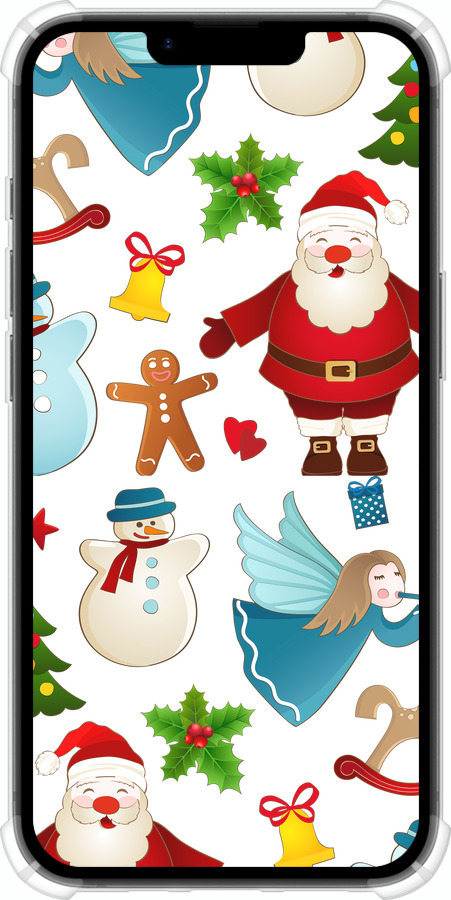 Силіконовий протиударний с посиленими кутами чехол Новорічний 1 для Apple iPhone SE 4 - 4614sp-3652 изображение 