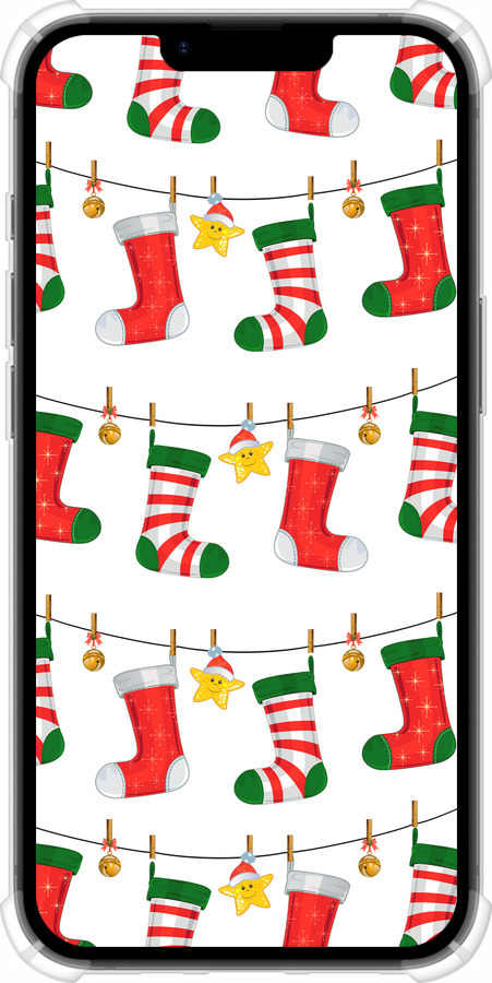 Силіконовий протиударний с посиленими кутами чехол Новорічний 9 для Apple iPhone SE 4 - 4622sp-3652 изображение 