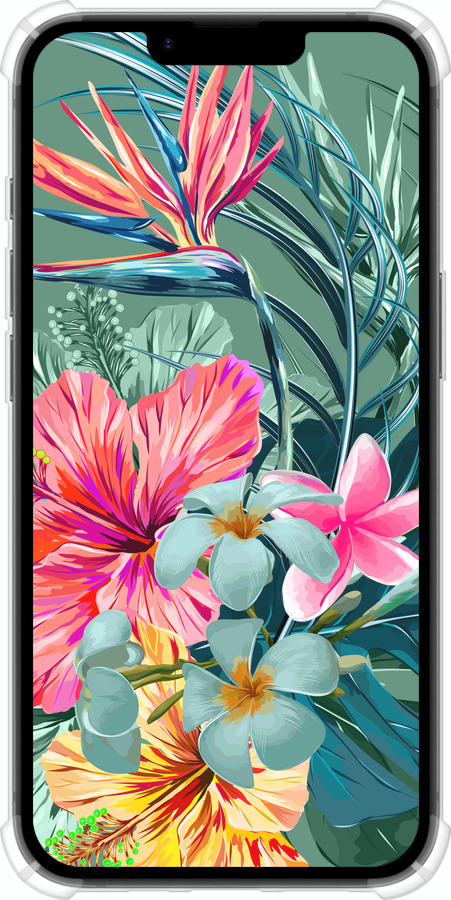 Силикон с усиленными углами чехол Тропические цветы v1 для Apple iPhone SE 4 - 4667sp-3652 изображение 