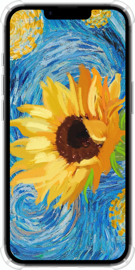 Силіконовий протиударний с посиленими кутами чехол Квіти жовто-блакитні  для Apple iPhone SE 4 - 5308sp-3652 изображение 