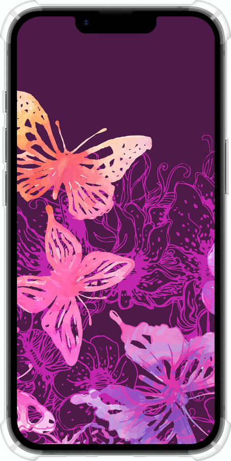 Силикон с усиленными углами чехол Бабочки v2 для Apple iPhone SE 4 - 5475sp-3652 изображение 