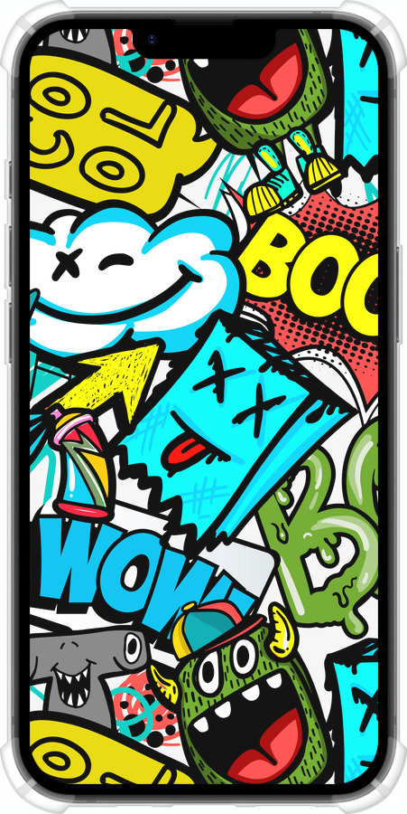 Силикон с усиленными углами чехол Стикеры v4 для Apple iPhone SE 4 - 5508sp-3652 изображение 