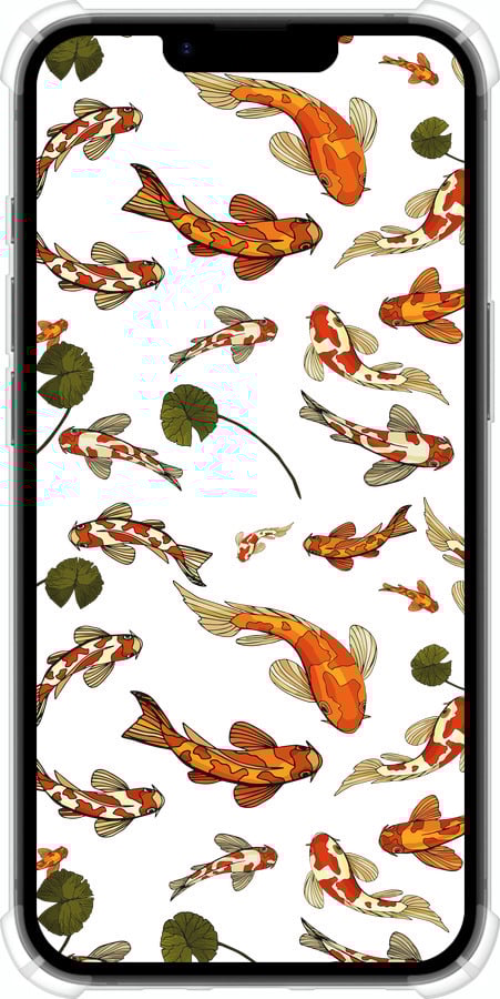 Силикон с усиленными углами чехол Рыбы Кои для Apple iPhone 16e - 5535sp-3971 изображение 