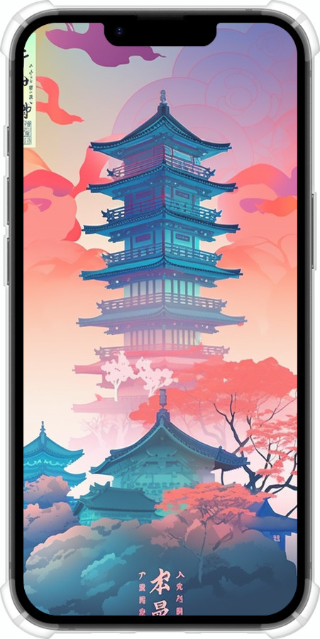 Силикон с усиленными углами чехол Япония монастырь для Apple iPhone 16e - 5590sp-3971 изображение 