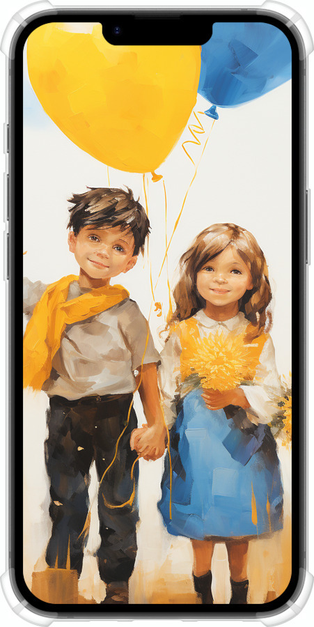 Силикон с усиленными углами чехол Дети с шариками для Apple iPhone 16e - 5659sp-3971 изображение 