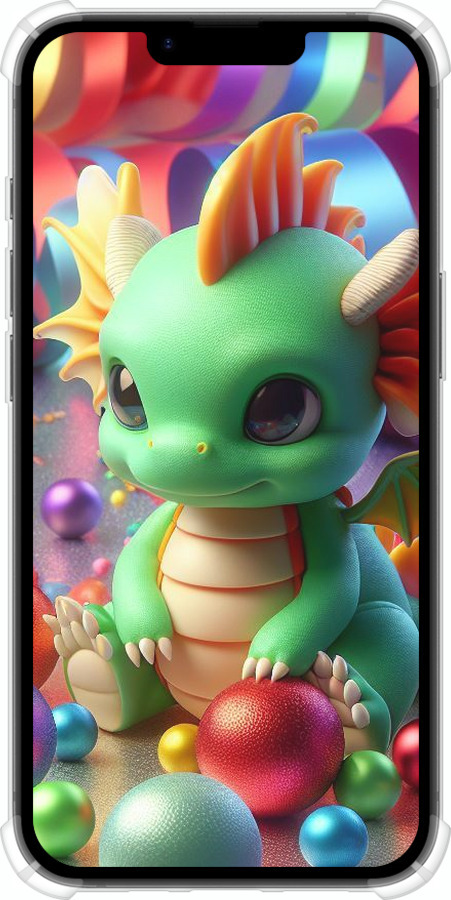 Силіконовий протиударний с посиленими кутами чехол Веселий дракончик для Apple iPhone SE 4 - 5812sp-3652 изображение 