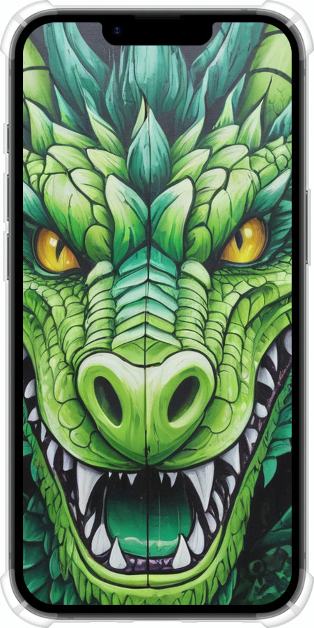 Силикон с усиленными углами чехол Зелёный дракон для Apple iPhone SE 4 - 5816sp-3652 изображение 