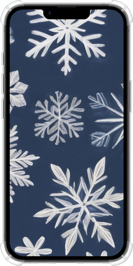 Силіконовий протиударний с посиленими кутами чехол Сніжинки для Apple iPhone SE 4 - 5821sp-3652 изображение 