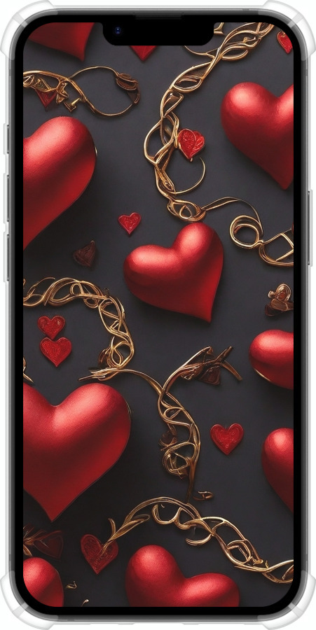 Силикон с усиленными углами чехол Сердечки для Apple iPhone SE 4 - 5831sp-3652 изображение 