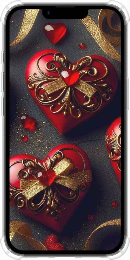 Силикон с усиленными углами чехол Сердечки v4 для Apple iPhone SE 4 - 5834sp-3652 изображение 