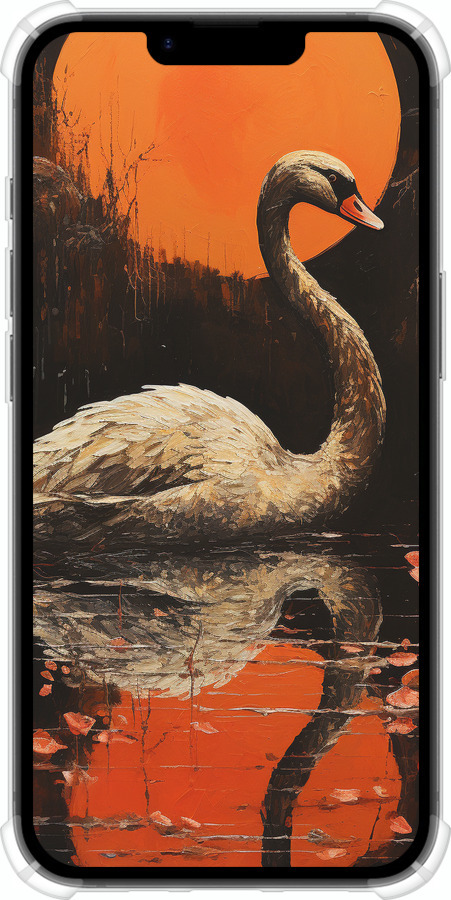 Силикон с усиленными углами чехол Лебедь для Apple iPhone 16e - 5964sp-3971 изображение 