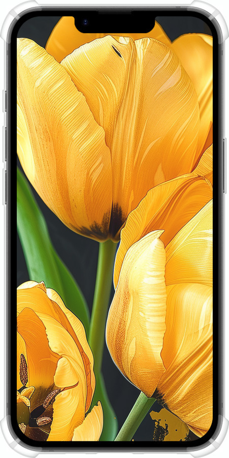 Силикон с усиленными углами чехол Желтые тюльпаны для Apple iPhone 16e - 5991sp-3971 изображение 