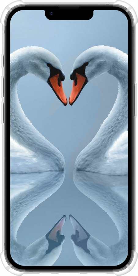 Силикон с усиленными углами чехол Лебеди для Apple iPhone 16e - 6007sp-3971 изображение 