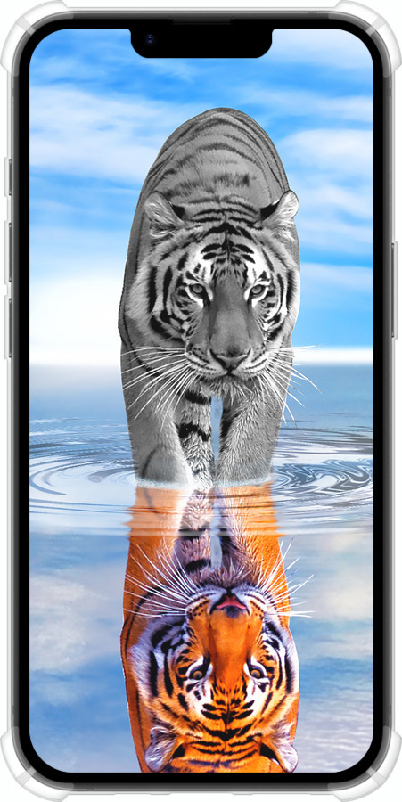 Силикон с усиленными углами чехол Тигр для Apple iPhone 16e - 6016sp-3971 изображение 