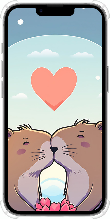 Силикон с усиленными углами чехол Капибара любовь для Apple iPhone SE 4 - 6027sp-3652 изображение 
