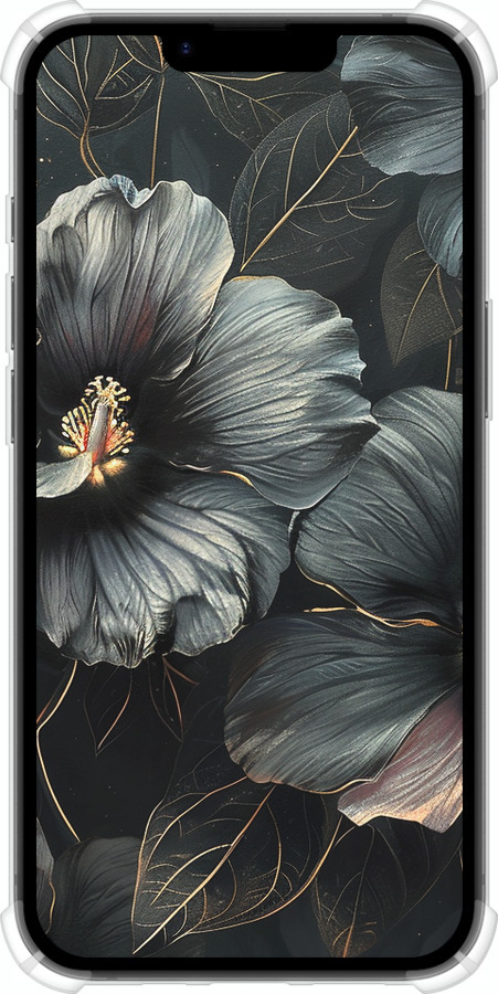 Силикон с усиленными углами чехол Черные цветы для Apple iPhone SE 4 - 6031sp-3652 изображение 