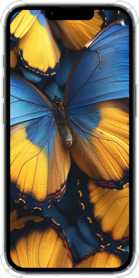 Силикон с усиленными углами чехол Желто-голубые бабочки для Apple iPhone SE 4 - 6046sp-3652 изображение 