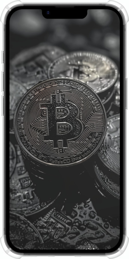 Силіконовий протиударний с посиленими кутами чехол Black Bitcoin для Apple iPhone SE 4 - 6090sp-3652 изображение 