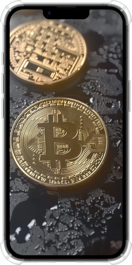 Силикон с усиленными углами чехол Вулканический Bitcoin для Apple iPhone 16e - 6092sp-3971 изображение 
