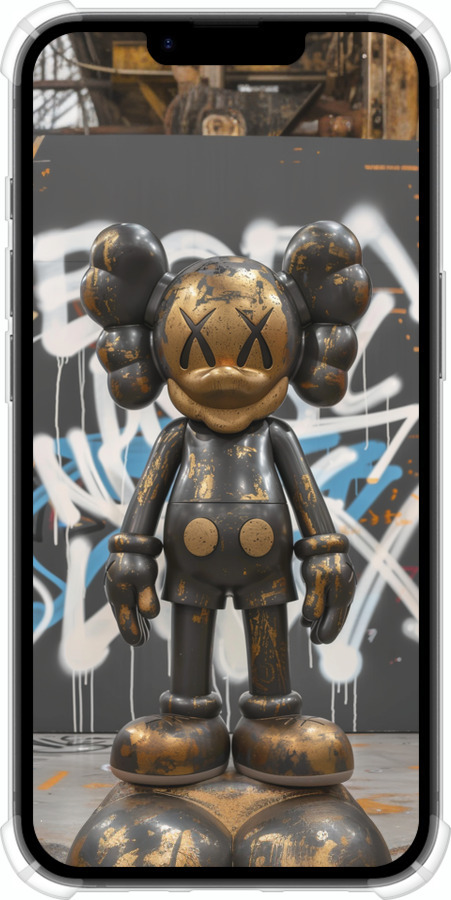 Силикон с усиленными углами чехол Bronze kaws v3 для Apple iPhone SE 4 - 6099sp-3652 изображение 