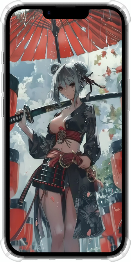 Силіконовий протиударний с посиленими кутами чехол Гейша-воїн для Apple iPhone SE 4 - 6124sp-3652 изображение 