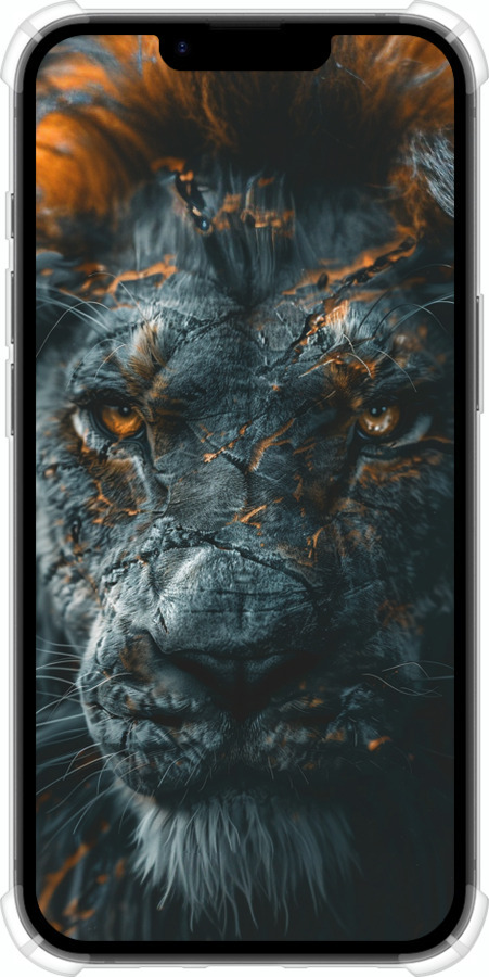 Силикон с усиленными углами чехол Пламенный лев для Apple iPhone 16e - 6153sp-3971 изображение 