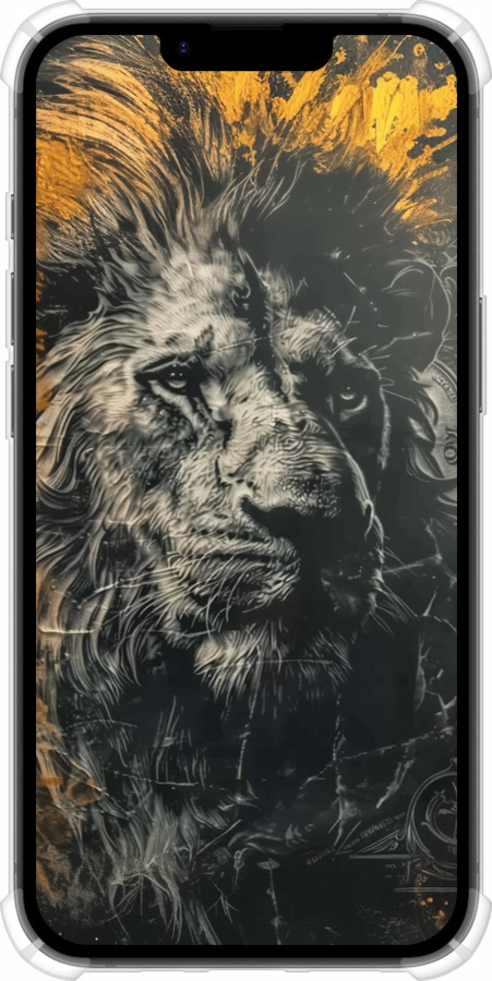 Силикон с усиленными углами чехол Лев в золотых красках для Apple iPhone SE 4 - 6155sp-3652 изображение 